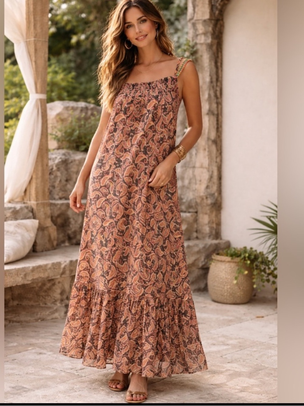 NKN Nekane GF Gala One Shoulder Paisley Beaded Maxi Dress Pockets Medium NWT - Picture 11 of 11